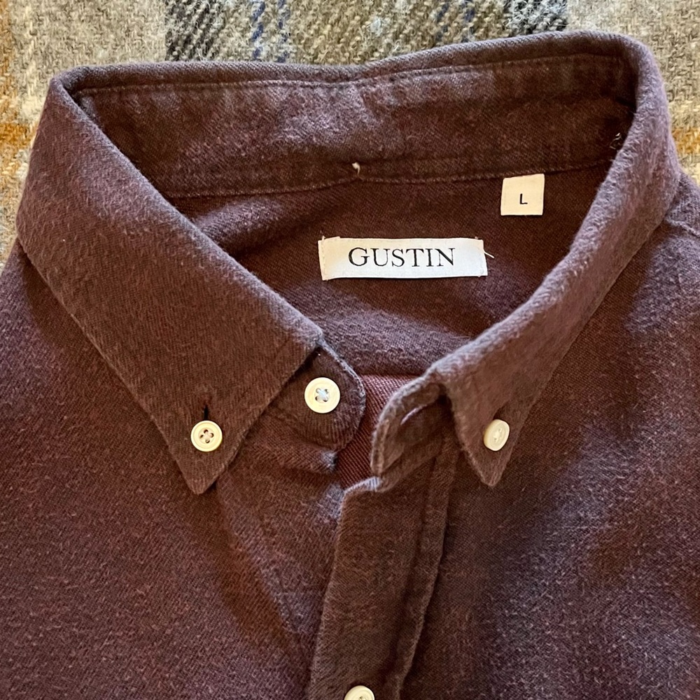Gustin Oxblood w/ Black Flannel shirt, large
